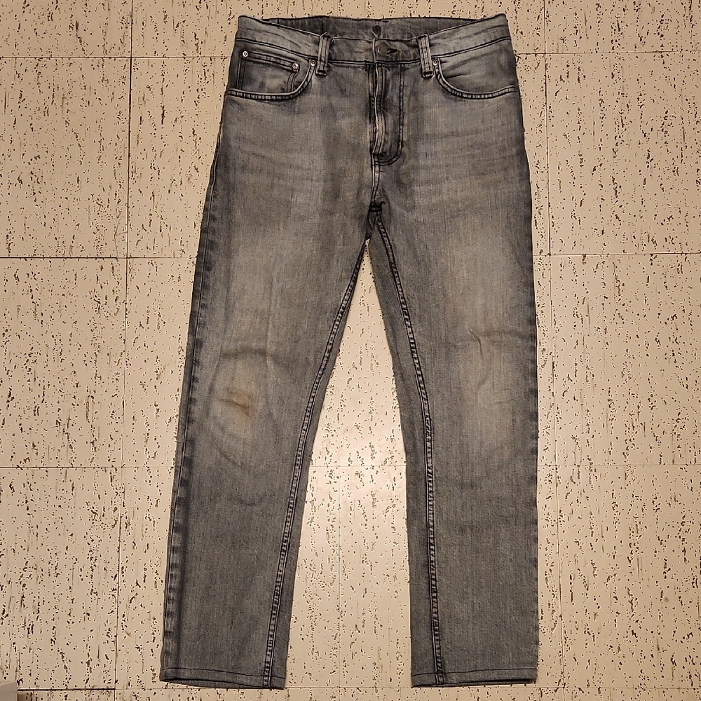 Nudie Jeans Co Gray Fade Lean Dean Smooth Contrasts Denim Jeans